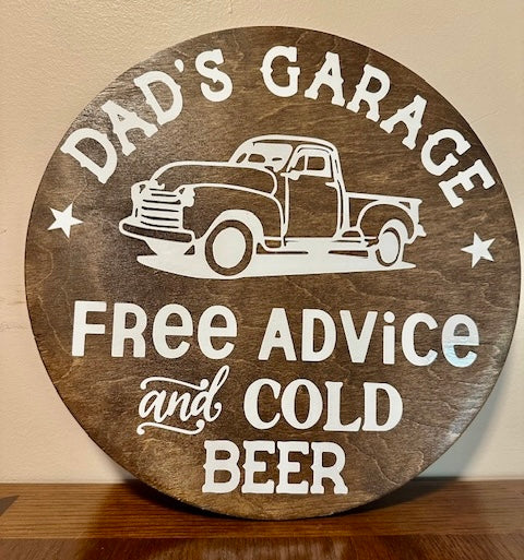 Dad's Garage Round Signs