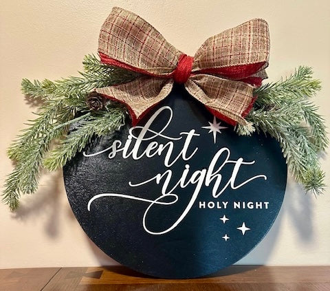 Silent Night Round Sign 12"