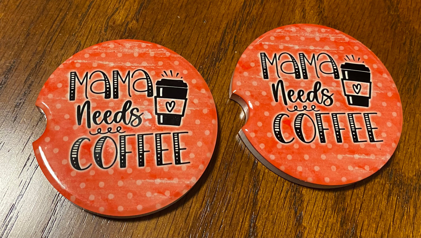 Coffee and Mama Car Coasters