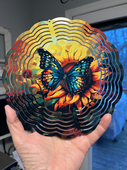 Blue Butterfly Windspinner