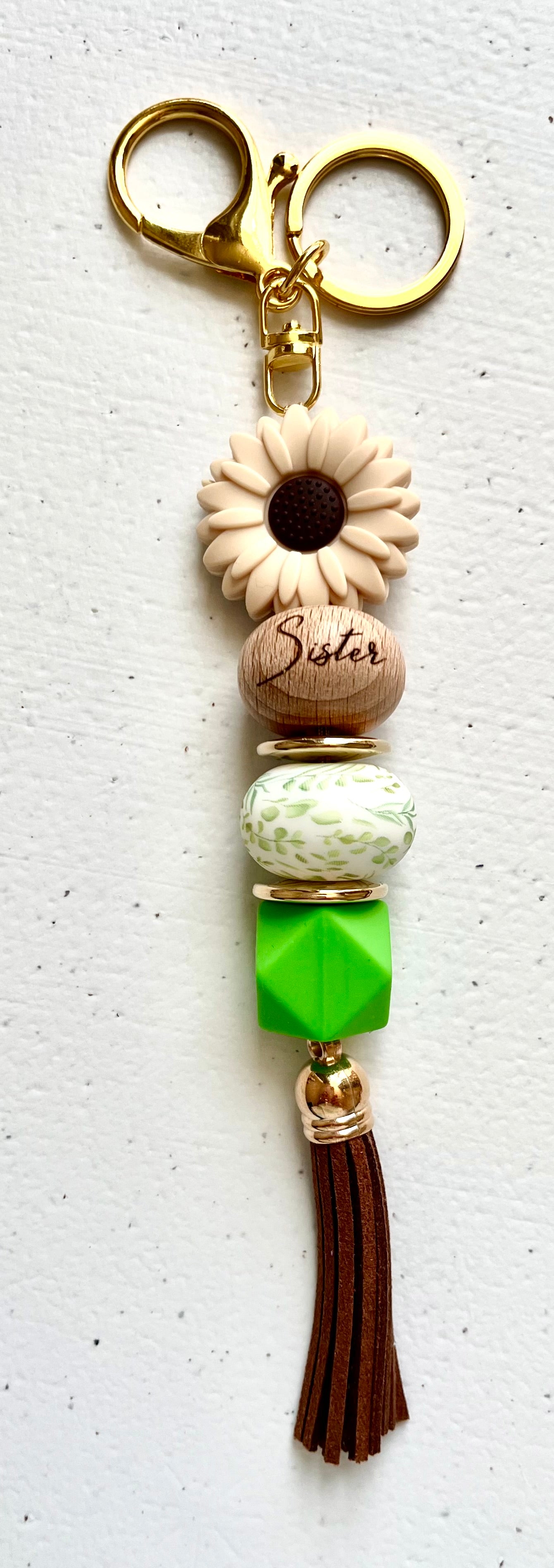 Sister Keychain with Flower