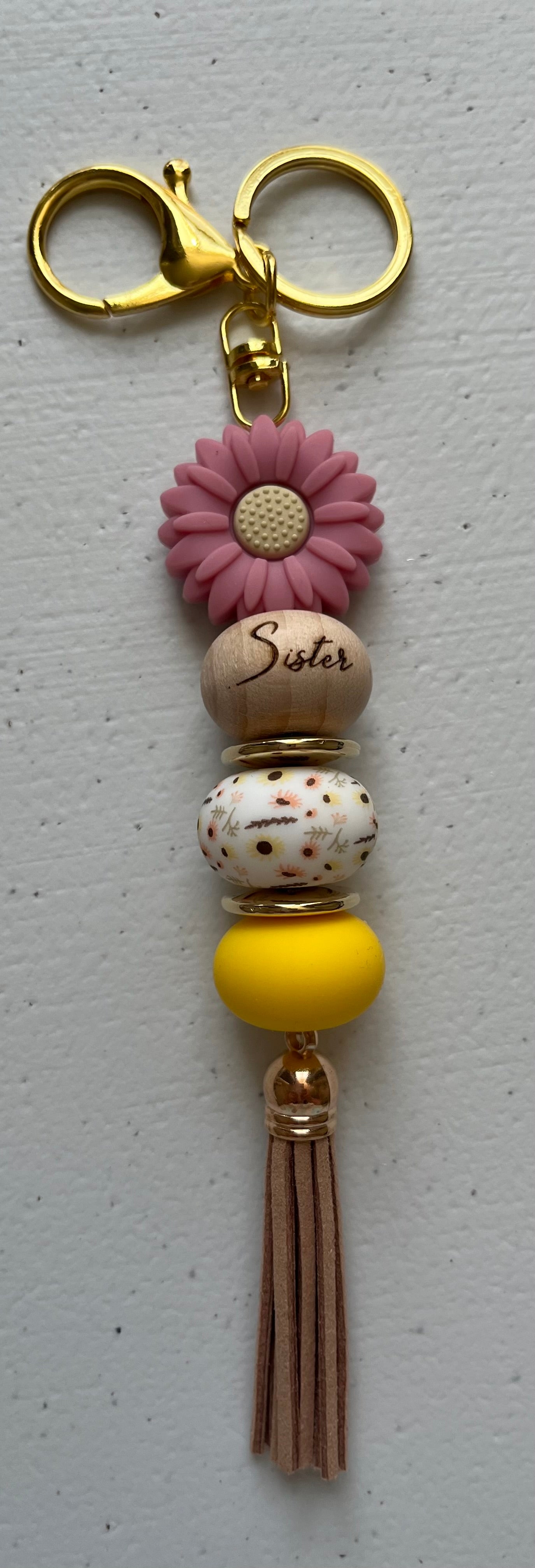 Sister Keychain with Flower