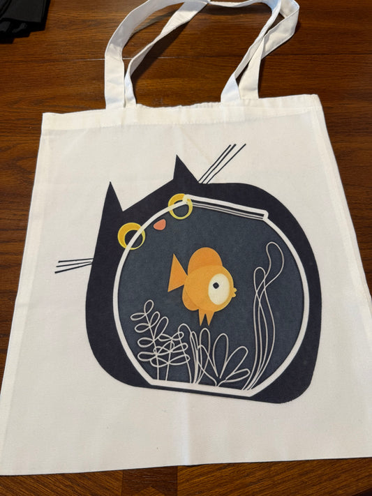 Fish Bowl Cat Tote Bag