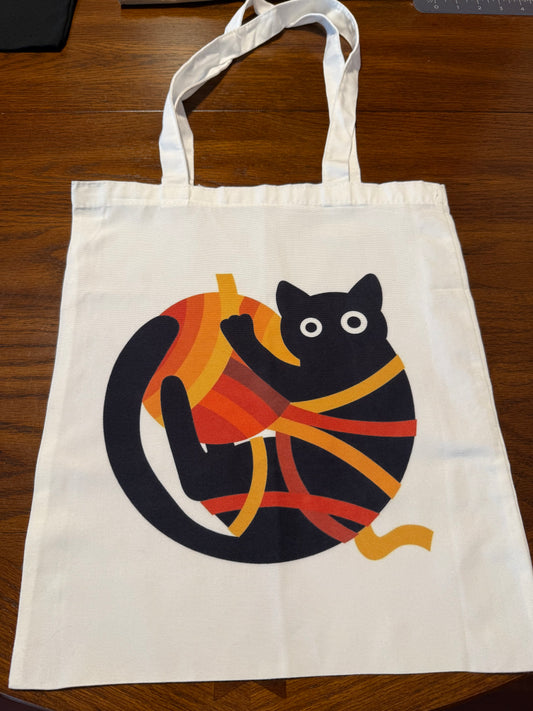 Cat with Yarn Tote Bag